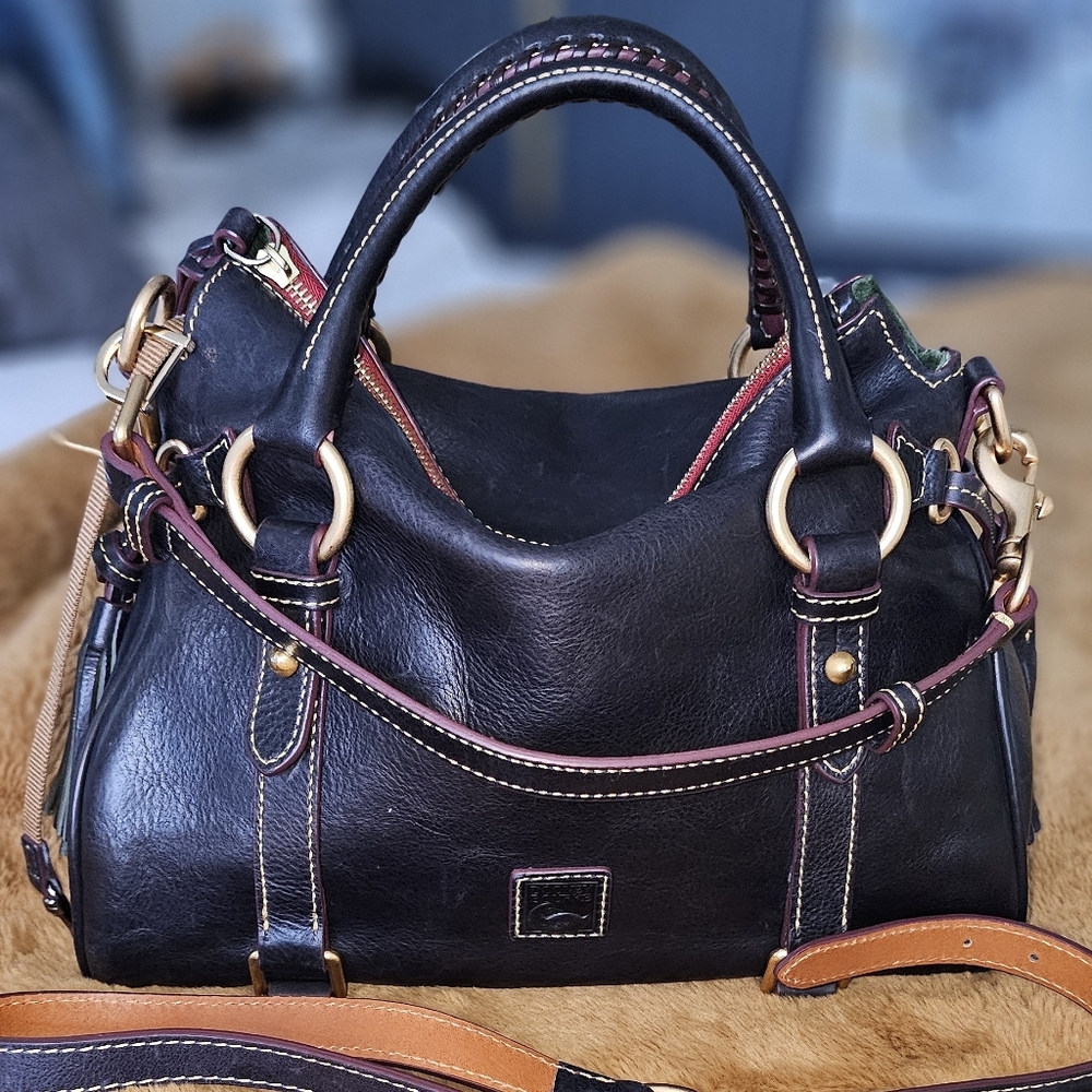 Dooney & Bourke Navy Leather Satchel - Picture 2 of 5